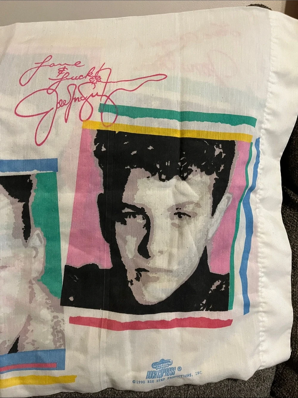 New Kids on the Block Vintage Pillow Case 1990’s- Pink, Teal, Yellow, Black